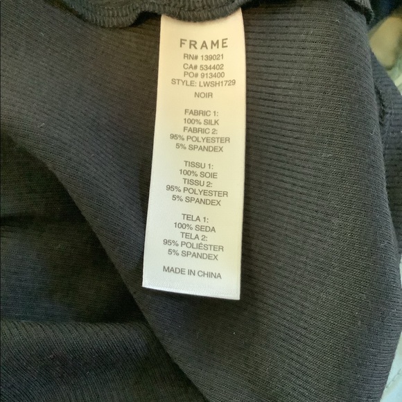 Frame Bias Cut Washable Silk Top Black XLarge - Picture 6 of 6